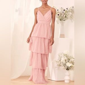 Lulu's Dusty Pink Tiered Maxi Dress